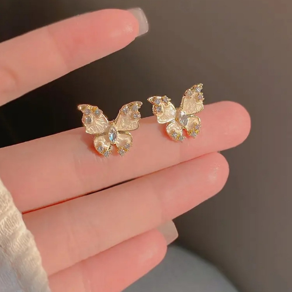 Butterfly Rhinestone Earrings - Picture 7 of 7